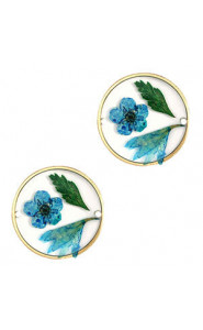 Zwischenstück mit getrockneter Blume 20mm - Gold-blue green